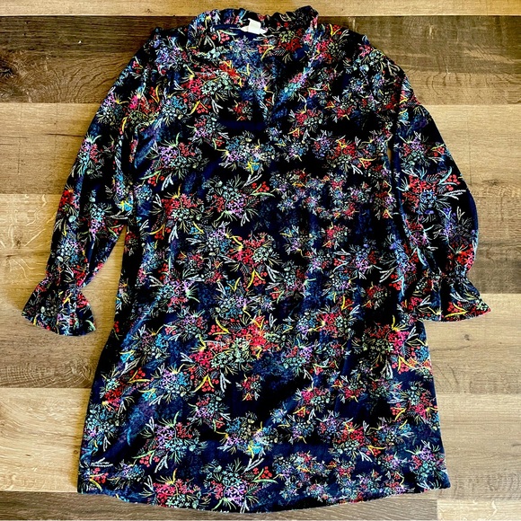 H&M Floral Dark Blue Color Boho Style Mini Dress - Picture 7 of 8